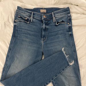 Mother High-Rise Dazzler Ankle Fray Jeans Riding The Cliffside